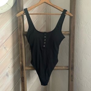 Aerie Ribbed Henley One Piece Swim Suit